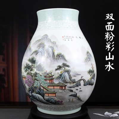 景德鎮陶瓷大師李炎華手繪藝術瓷花瓶